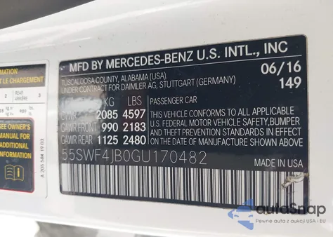 2016 Mercedes-Benz C 300 Luxury/Sport from USA, damaged, VIN 55SWF4JB0GU170482